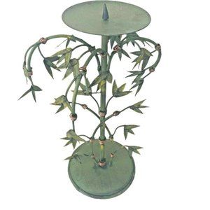 Vintage Green METAL BAMBOO LEAVES 14" Pi